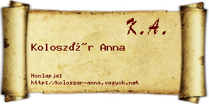 Koloszár Anna névjegykártya