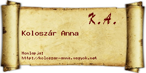 Koloszár Anna névjegykártya