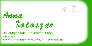 anna koloszar business card